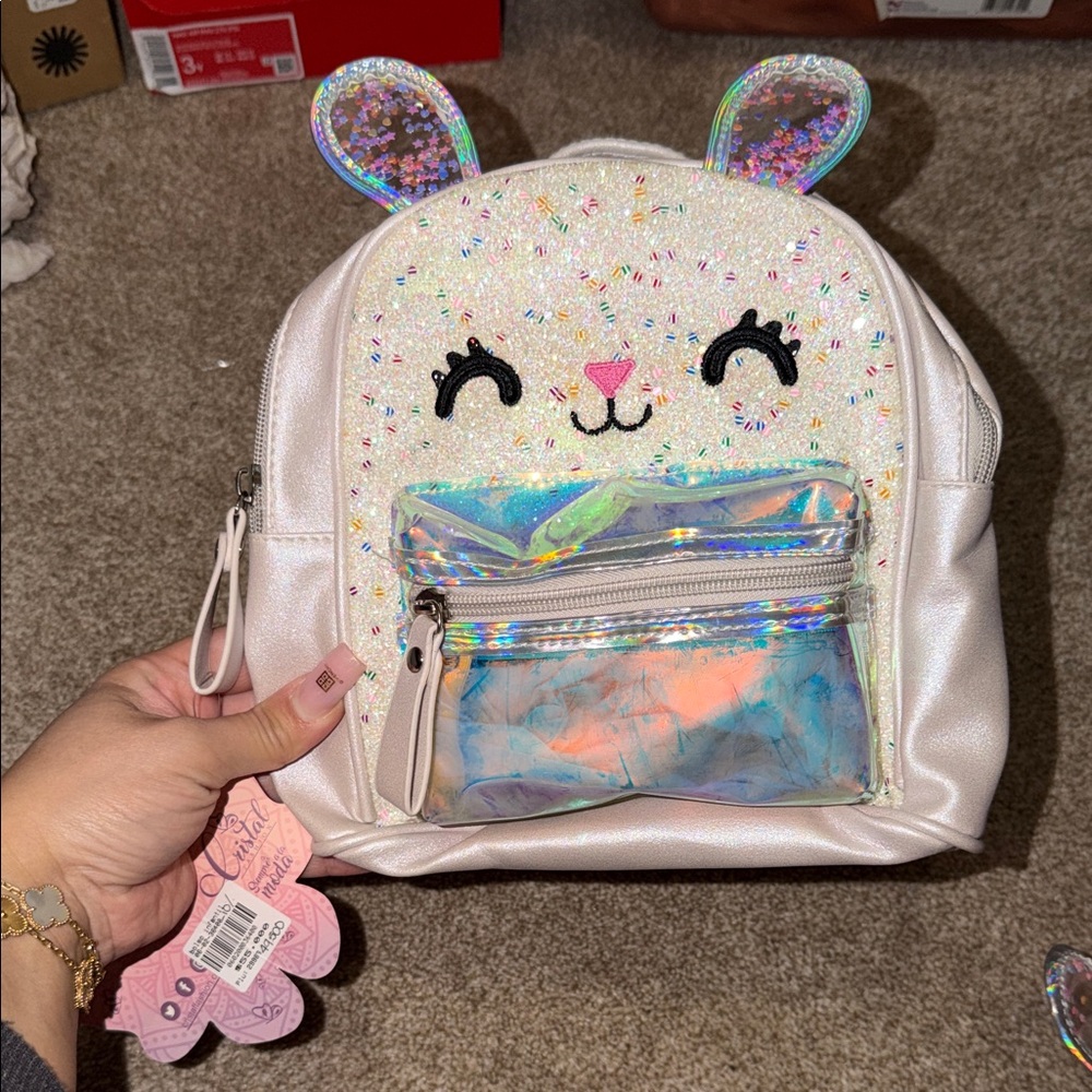 3 girl Kids' Pink and Silver Sparkle Bunny Bags - Picture 7 of 10